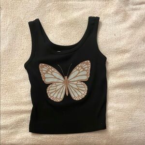 Black Butterfly Tank Top